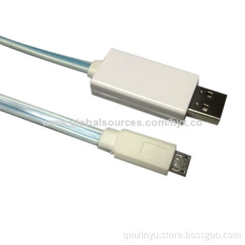 Flowing light micro USB and lighting cable